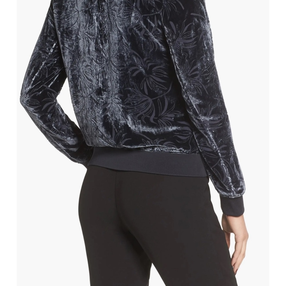 Olivia Palermo + Chelsea28 Velvet Burnout Bomber Jacket Size Small - Picture 4 of 15